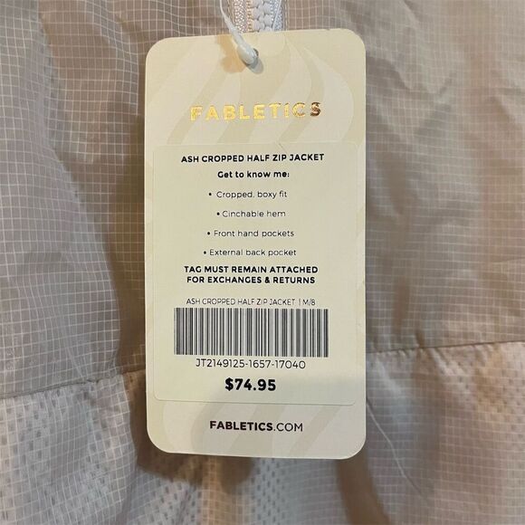 Fabletics Women's Cropped Half Zip Jacket Beige Size M - Picture 3 of 7
